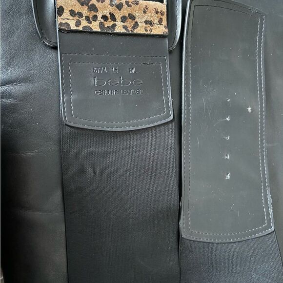 Bebe fur wide dress suit belt animal print tiger cheetah accessory leopard big - Picture 3 of 5